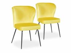 Paris prix - lot de 2 chaises velours design "elsa" 79cm jaune