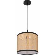 Plafonnier suspension suspension luminaire éclairage métal noir mat aspect bambou
