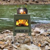 Réchaud de tente Réchaud de camping à bois Réchaud de camping portable Réchaud de camping pliable et résistant au vent Réchaud de tente à bois pour