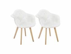 Rohan - lot de 2 fauteuils imitation laine motif patchwork blanc