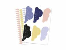 Set de 2 planches de stickers muraux - nuages - 49 x 69 cm