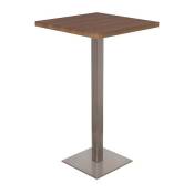 SIX - Table de bar - Table Bistrot en mdf aspect bois de noyer 60x60x105
