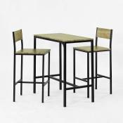 Sobuy - Ensemble table de bar + 2 chaises, Set de 1 Table + 2 Chaises, Table haute cuisine ® OGT03-N