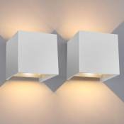 Swanew - Applique murale led IP65 Lampe de couloir Extérieur étanche Lampe de couloir Lampe de salle de bain 7W Blanc Blanc chaud 2 pièces