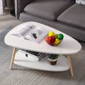 Table basse ovale scandinave,90x60x40cm,Blanc