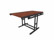 Table modulable en bois (l120 x l78 x h77,5 cm) convertible en etagère - style industriel - couleur chêne naturel