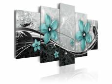 Tableau turquoise flower of night taille 200 x 100