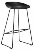 Tabouret de bar About a stool AAS 38 / H 75 cm - Piètement luge acier - Hay noir en métal