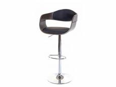 Tabouret de bar hwc-a47, chaise de bar, bois courbé, design rétro ~ gris, similicuir noir