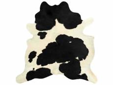 Tapis en peau de vache véritable noir et blanc 150