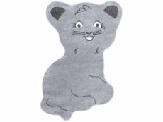 Tapis pour chambre d'enfant forme chat gris 100x130cm anime-894-grey-100x130-form