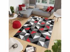 Tapiso tapis salon chambre moderne firet rouge blanc gris noir mosaïque fin 80x150 cm Q042A DARK GRAY 0,80*1,50 FIRET ESM