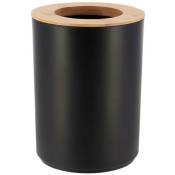 Tendance - poubelle pp avec couvercle bambou 5L - noir