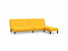 Vidaxl canapé-lit à 2 places avec repose-pied jaune velours