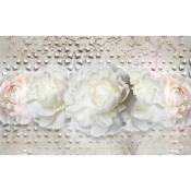 Affiche fleurs roses et design clouté - 60x40cm - made in France - Gris