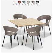 Ahd Amazing Home Design - Ensemble Table 80x80cm Industriel et 4 Chaises Design Moderne Cuisine Industriel Maeve Light Couleur: Gris foncé