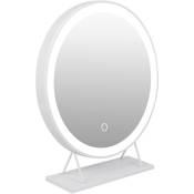 Aqrau - Miroir de maquillage tricolore dimmable cadre blanc miroir de maquillage rond 50 50cm