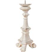 Biscottini - Chandelier en bois finition blanche vieillie aux dimensions. Made in Italy