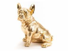 Bulldog assis doré 28 cm