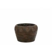 Cache pot en bois de paulownia marron 35x35x23 cm -