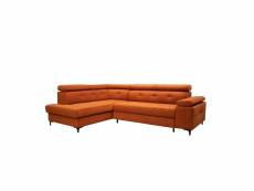 Canapé d'angle en lit en tissu avec coffre 4-5 places - salon & séjour - (lxpxh): 274x203x100 cm - darkos - orange (trinity 25, gauche)