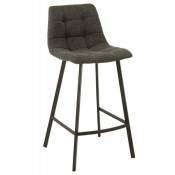 Chaise de bar en métal noir et textile gris 47x43x95