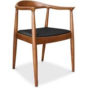 Chaise design scandinave Nalan - Simili Cuir Noir - Faux cuir, Bois de frêne, Bois, Cuir - Noir