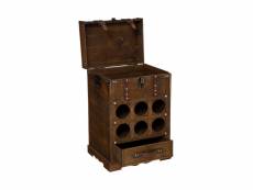 Coffre mini bar rétro en bois 6 cases à bouteilles h 58.5 cm - atmosphera