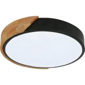 Comely - Plafonnier led Moderne Bois Rond 24W 2400LM,Blanche