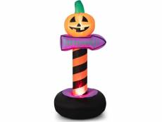 Costway 1,8 cm décoration gonflable d’halloween, panneau de signalisation avec citrouille d’halloween, avec lampe rotative