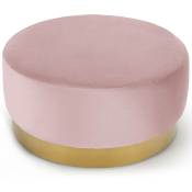 Cotecosy - Pouf Rond Daisy Velours Rose Pied Or - Rose