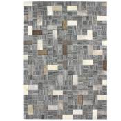 CUIR - Tapis en cuirs recyclés motif mosaïque gris 120x170 - Gris