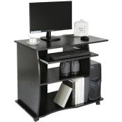 Dazhom - Bureau ordinateur bureau bureau table & rouleaux table pc avec étagères 90x75x50cm noir