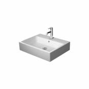 Duravit - Vero Air top basin 50x47cm, sans trop-plein, avec banc de robinetterie, 1 trou de robinet, sablé, paroi arrière vitrée, Coloris: Blanc