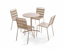 Ensemble table de jardin ronde et 4 chaises taupe - palavas