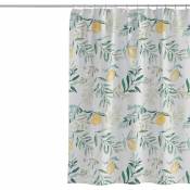 Ensembles de rideaux de douche citron jaune, feuilles vertes fruits frais tissu polyester imperméable 72 x 72 pouces décor de salle de bain avec