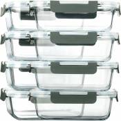 Forehill - Lot de 8 boîtes hermétiques en verre avec couvercles - Sans bpa - Pour la préparation des repas - Pour micro-ondes, four, congélateur et