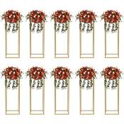 Gojoy - Lot de 10 supports de fleurs pour table de mariage, vases dorés de 80 cm, support de fleurs en métal, vase de sol haut géométrique, colonne