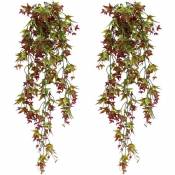 Groofoo - 2 pièces plantes artificielles, 27,8 pouces feuilles d'érable artificielles plantes suspendues artificielles, simulation plante vigne