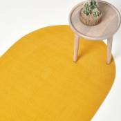 Homescapes - Tapis ovale tissé à plat en coton Jaune Moutarde, 90 x 150 cm - Jaune Moutarde
