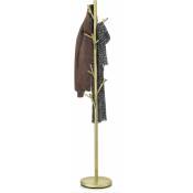 Idimex - Porte-manteaux zeno portant à vêtements sur pied en forme d'arbre avec 6 crochets sur différentes hauteurs, en métal laqué doré - or