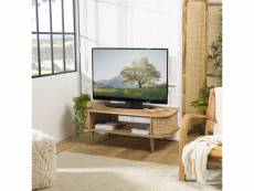 Isa - meuble tv marron bois de jamelonier et cannage