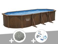 Kit piscine acier Bestway Hydrium effet bois ovale 7,30 x 3,60 x 1,30 m + 10 kg de zéolite + Kit d'entretien