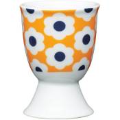 Kitchen Craft - Coquetier, design rétro à fleurs de design de design à pois, porcelaine, orange, 9 x 12 x 16 cm
