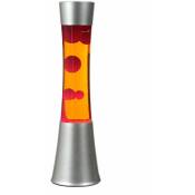 Licht-erlebnisse - Lampe à lave au design rétro gris métallisé avec liquide orange et cire rouge H:39 cm G9 - Rouge, orange, argent - rouge, orange,