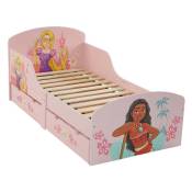 Lit enfant Raiponce et Vaiana - Princesses Disney avec 2 tiroirs de rangement 140x70 cm