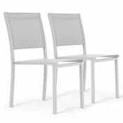 Lot de 2 chaises de jardin aluminium et textilène blanc - Blanc