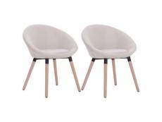 Lot de 2 chaises de salle à manger cuisine design contemporain tissu crème cds020432
