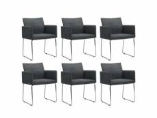 Lot de chaises de salle à manger 6 pcs gris foncé tissu - gris - 62 x 55 x 79 cm