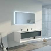 Meuble de salle de bain Piazza 1400 Gris béton et Blanc - Gris béton & Blanc